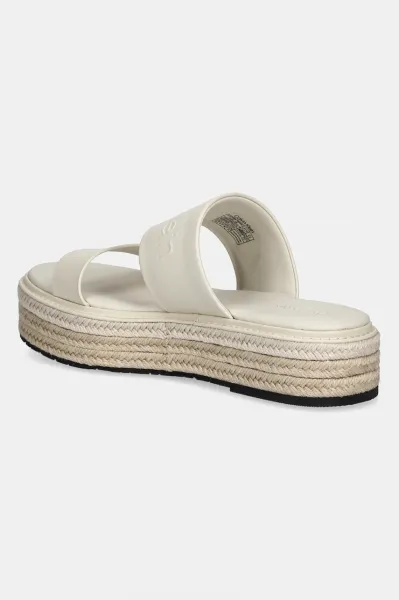 Kožené šľapky Calvin Klein FLATFORM WEDGE SLIDE - HE