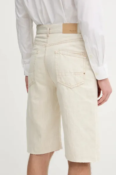 Rifľové krátke nohavice Pepe Jeans BERMUDA SHORT ECRU