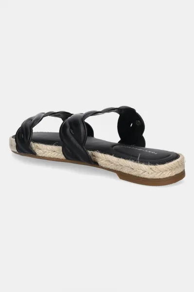 Kožené šľapky Tommy Hilfiger LEATHER ROPE ESPADRILLE MULE