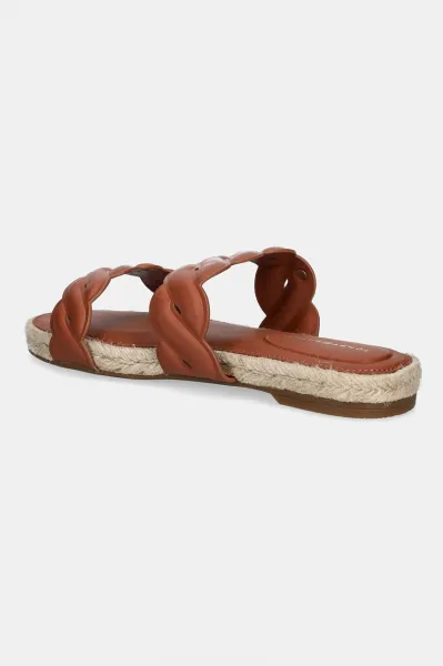 Kožené šľapky Tommy Hilfiger LEATHER ROPE ESPADRILLE MULE