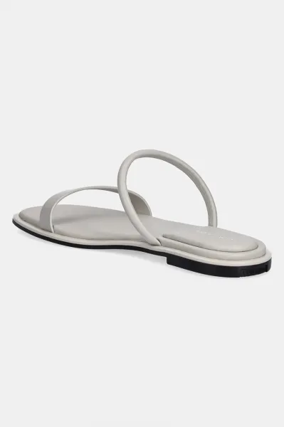 Kožené šľapky Calvin Klein FLAT SANDAL SQUARED 2-BAR LTH