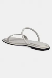 Kožené šľapky Calvin Klein FLAT SANDAL SQUARED 2-BAR LTH