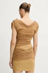 Ľanové šaty Pinko zelená farba, mini, priliehavé, 104872 A2GF