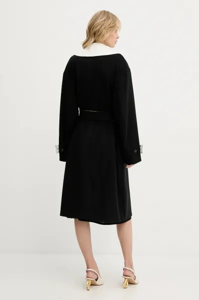 Kabát Karl Lagerfeld Soft Wool Coat White/Black