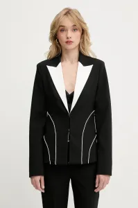 Sako s prímesou vlny Karl Lagerfeld čierna farba, jednoradové, vzorované, A3W14039