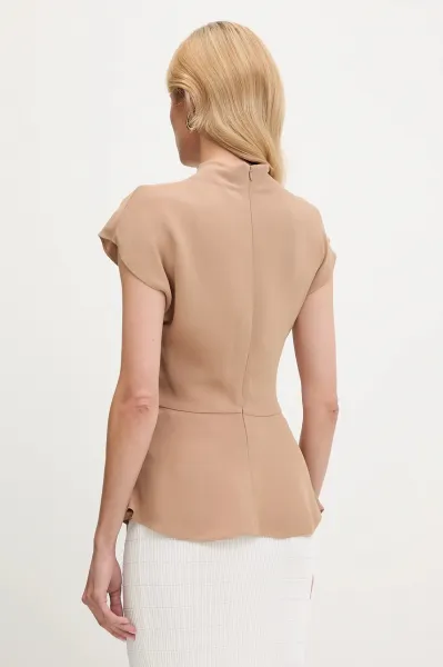 Blúzka Karl Lagerfeld Fluid Short Sleeve Knot Blouse Nougat