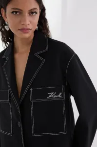 Rifľová bunda Karl Lagerfeld čierna farba, prechodná, A3W14041