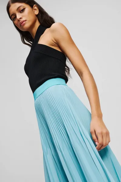 Sukňa Karl Lagerfeld Commercial Pleated Skirt Still Water