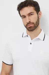 Polo tričko BOSS Orange pánske, biela farba, jednofarebné, 50507699