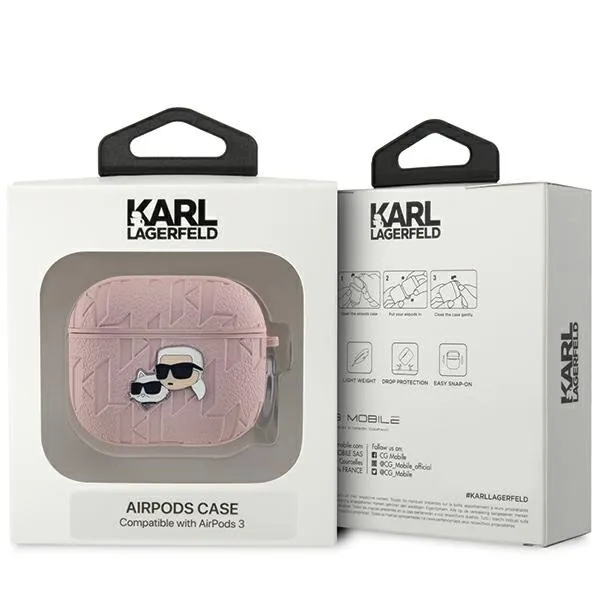 KARL LAGERFELD MONOGRAM Obal na slúchadlá Apple AirPods 3 ružový