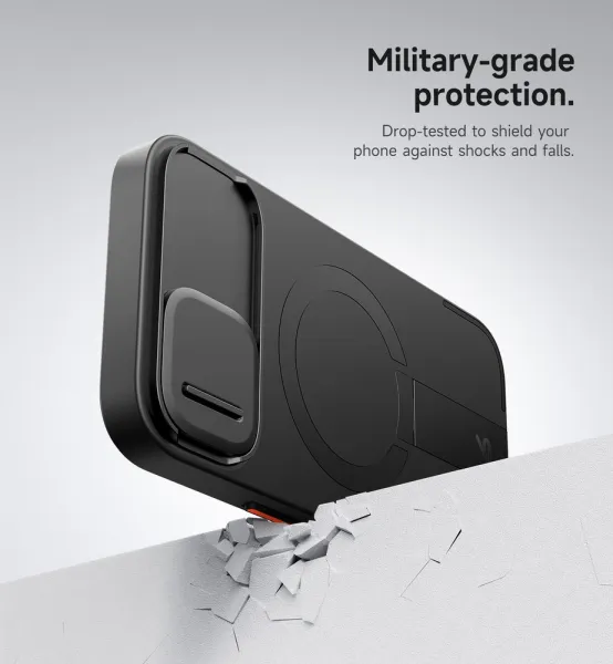Suritch MagSafe Kickstand Camprotector obal iPhone 15, čierny