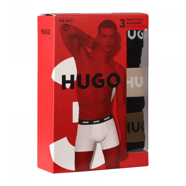 3PACK pánske boxerky HUGO čierné (50532613 987) M, trenky
