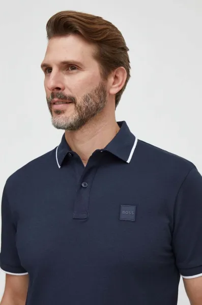 Polo tričko BOSS Orange pánske, tmavomodrá farba, jednofarebný, 50507699