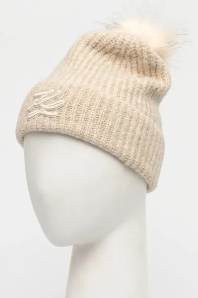 Čapica Karl Lagerfeld K/Autograph Patch Beanie Trench Beige