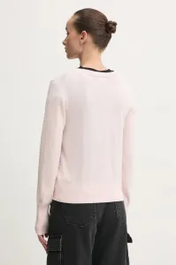 Sveter s prímesou hodvábu Guess Jeans ružová farba, tenký, W4BR84 Z3HO2