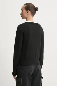 Sveter s prímesou hodvábu Guess Jeans čierna farba, tenký, W4BR84 Z3HO2