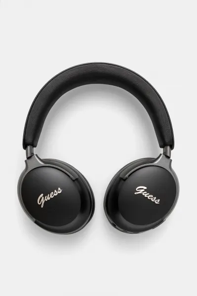 Bezdrôtové slúchadlá Guess Metal Script Logo čierna farba