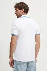 Polo tričko Guess pánsky, biela farba, jednofarebný