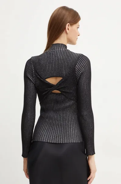 Sveter Karl Lagerfeld Lurex Knit Top Black/Silver