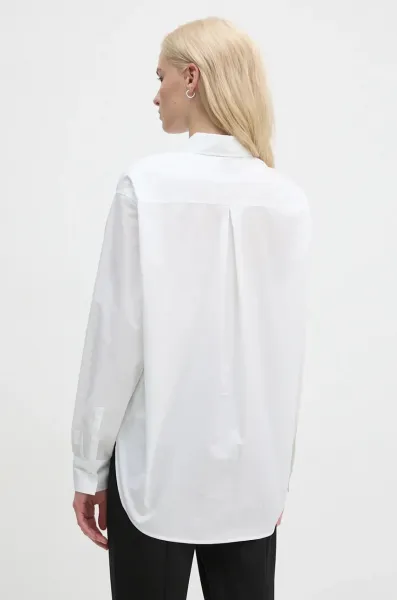 Bavlnená košeľa Calvin Klein Jeans dámska, béžová farba, voľný strih, s klasickým golierom, J20J224436