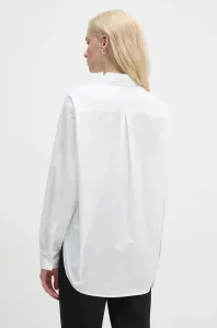 Bavlnená košeľa Calvin Klein Jeans dámska, béžová farba, voľný strih, s klasickým golierom, J20J224436