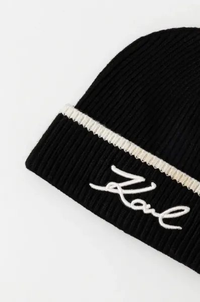 Čapica Karl Lagerfeld K/Signature Beanie Black/White
