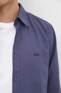 Bavlnená košeľa Boss Orange pánska, tmavomodrá farba, regular, s klasickým golierom, 50518304