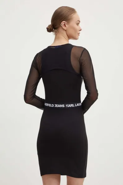 Šaty Karl Lagerfeld Jeans Klj Fitted Mesh Mini Dress Black