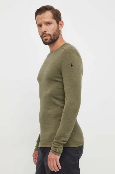 Smartwool M CLASSIC THERMAL MERINO BL CREW BOXED Pánske tričko, khaki, veľkosť
