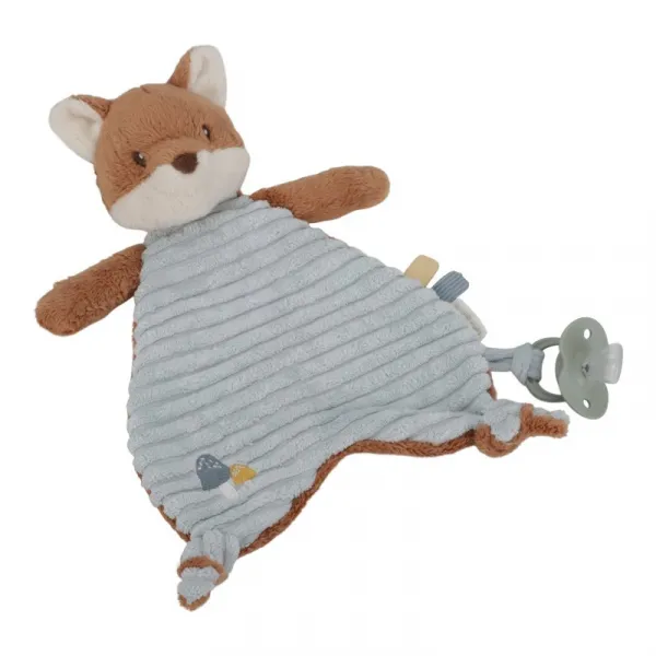 Little Dutch Forest Friends Cuddle Cloth maznajúca dečka so sponou 0 m+ Blue 1 ks