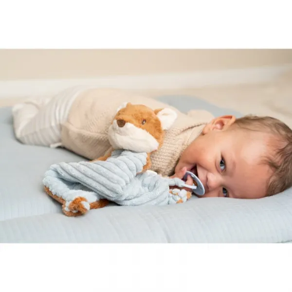 Little Dutch Forest Friends Cuddle Cloth maznajúca dečka so sponou 0 m+ Blue 1 ks