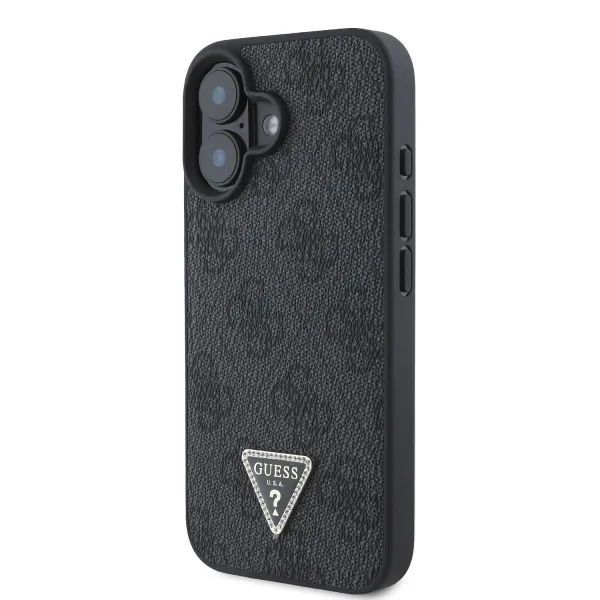 GUESS 4G STRASS SET Ochranný kryt + remienok pre Apple iPhone 16 čierny