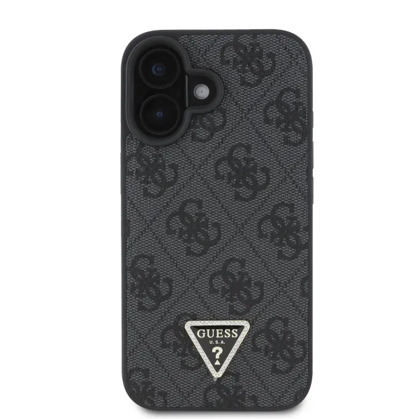 GUESS 4G STRASS SET Ochranný kryt + remienok pre Apple iPhone 16 čierny