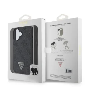 GUESS 4G STRASS SET Ochranný kryt + remienok pre Apple iPhone 16 čierny