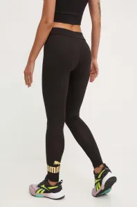 Legíny Puma Essentials+ Metallic 848307 dámske, čierna farba, s potlačou, 848307