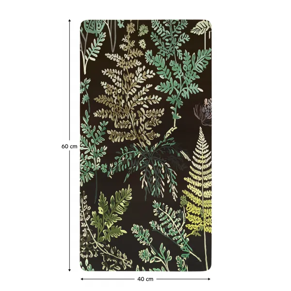 Kúpeľňová predložka,čierna/vzor listy, 40x60, VIMAL TYP 2