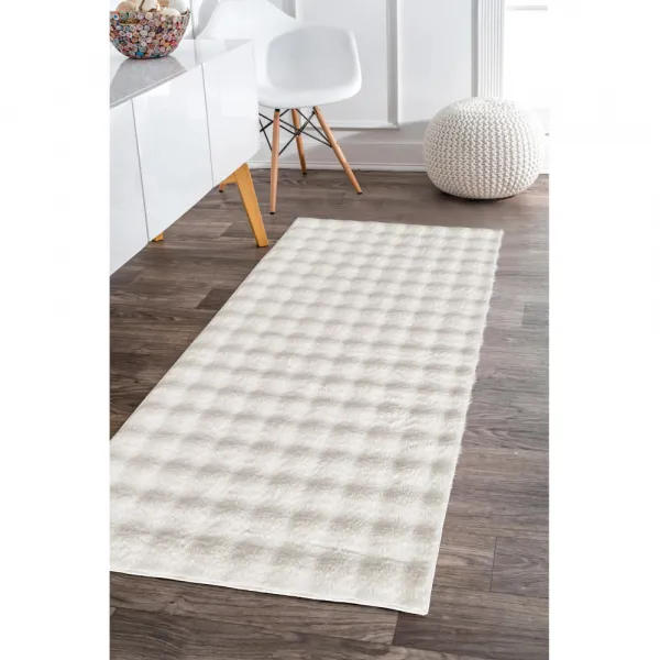 Koberec, biela/bubble vzor, 80x150, MAKON