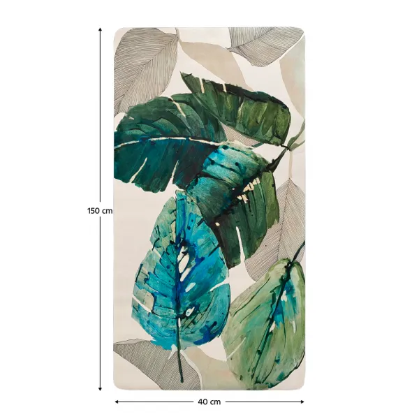 Kúpeľňová predložka, béžová/vzor listy, 80x150, VIMAL TYP 4