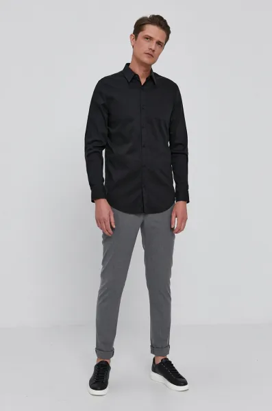 Košeľa Guess SUNSET pánska, čierna farba, slim, s klasickým golierom, M1YH20 W7ZK1