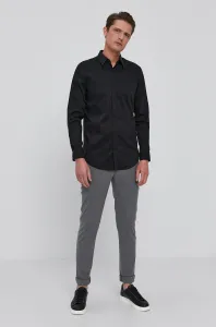 Košeľa Guess SUNSET pánska, čierna farba, slim, s klasickým golierom, M1YH20 W7ZK1