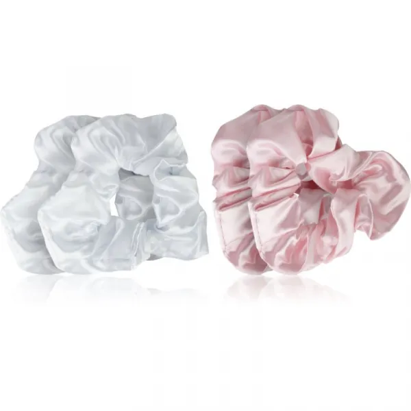 Brushworks Satin Scrunchies Pink & White gumičky do vlasov