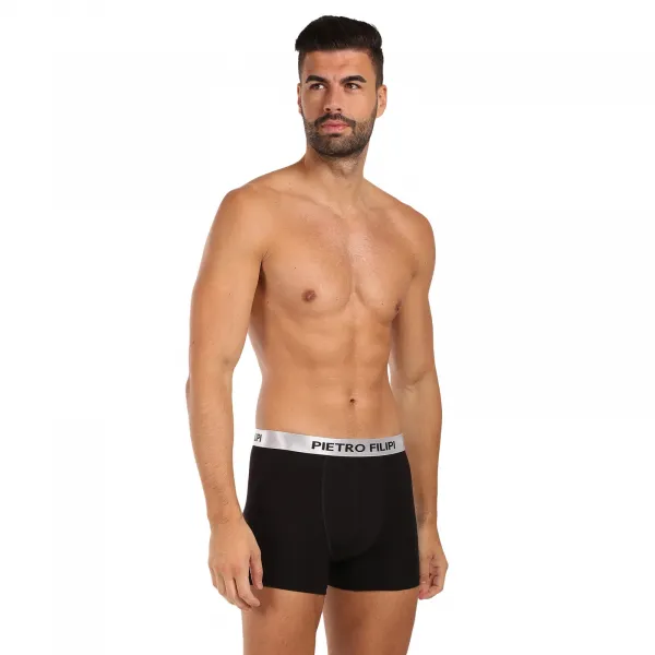 2PACK pánske boxerky Pietro Filipi čierné Metalic silver (2PBMS2) M, trenky