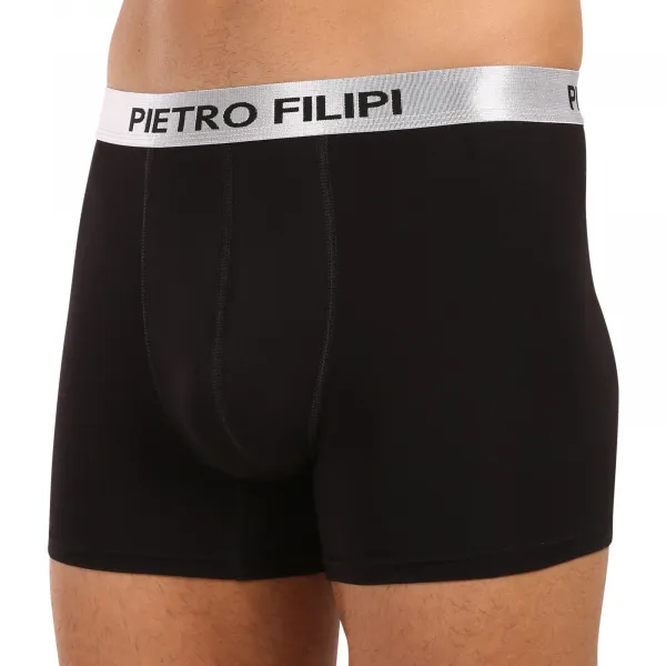 2PACK pánske boxerky Pietro Filipi čierné Metalic silver (2PBMS2) M, trenky