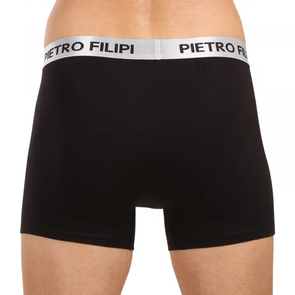 2PACK pánske boxerky Pietro Filipi čierné Metalic silver (2PBMS2) M, trenky