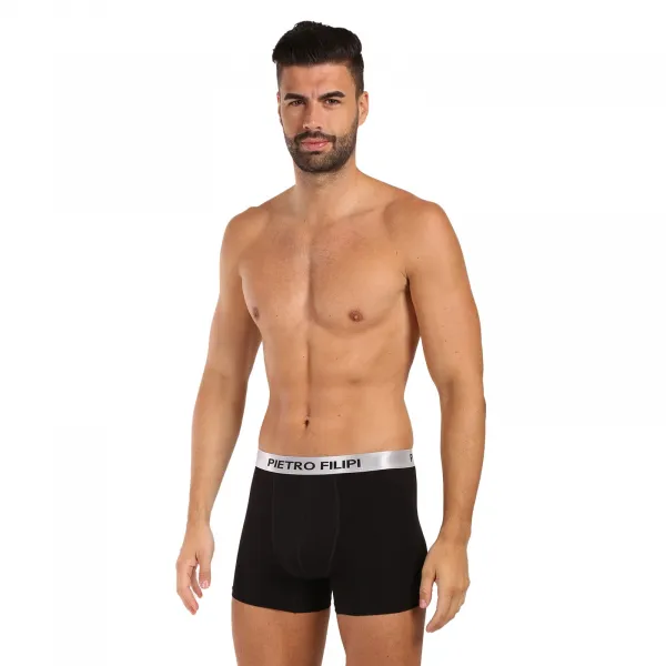 2PACK pánske boxerky Pietro Filipi čierné Metalic silver (2PBMS2) M, trenky