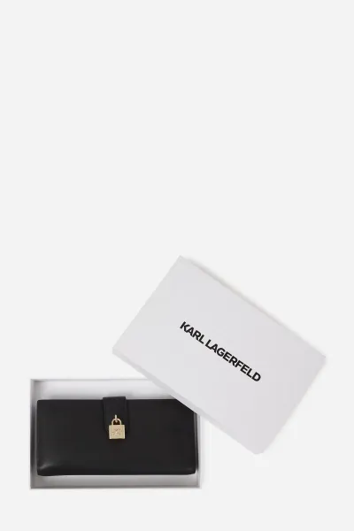 Kožená peňaženka Karl Lagerfeld čierna farba, A3W32040