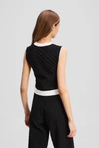 Sveter Karl Lagerfeld Contrast Sleeveless Knit Top Black