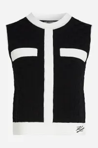 Sveter Karl Lagerfeld Contrast Sleeveless Knit Top Black