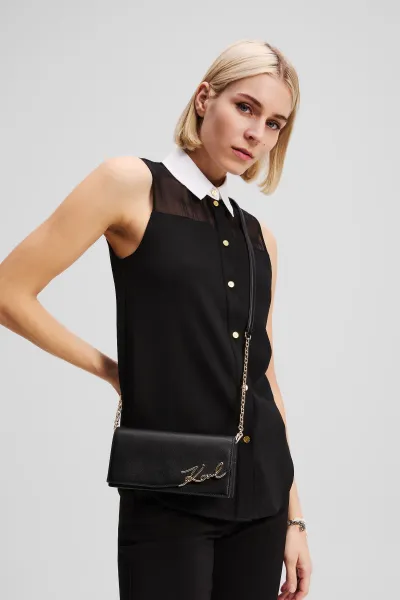 Kožená peňaženka Karl Lagerfeld čierna farba, A3W32021