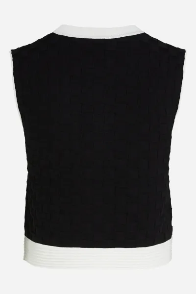 Sveter Karl Lagerfeld Contrast Sleeveless Knit Top Black